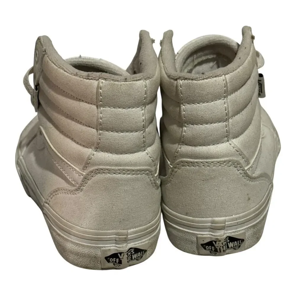 Vans Sk8-Hi White Canvas High Top Sneakers Youth Size 4 Women's 5.5 Classic